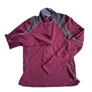 REI Long Sleeve 1/2 Zip Shirt Women's Size Medium Burgundy